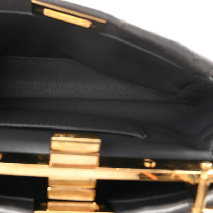 Fendi Ostrich Shiny Nappa Mini Peekaboo Iconic Satchel Grey 4 of 9