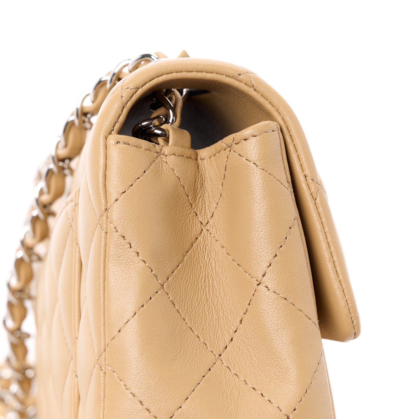 Lambskin Quilted Mini Rectangular Flap Beige