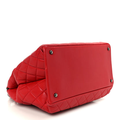 Chanel Shiny Sheepskin Quilted Medium Shopping Tote Red 4 of 10