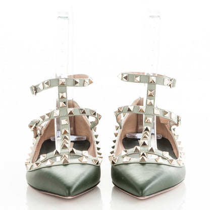 Valentino Garavani Nappa Rockstud Cage Ballerina Flats 40 Vert Fonce 2 of 8