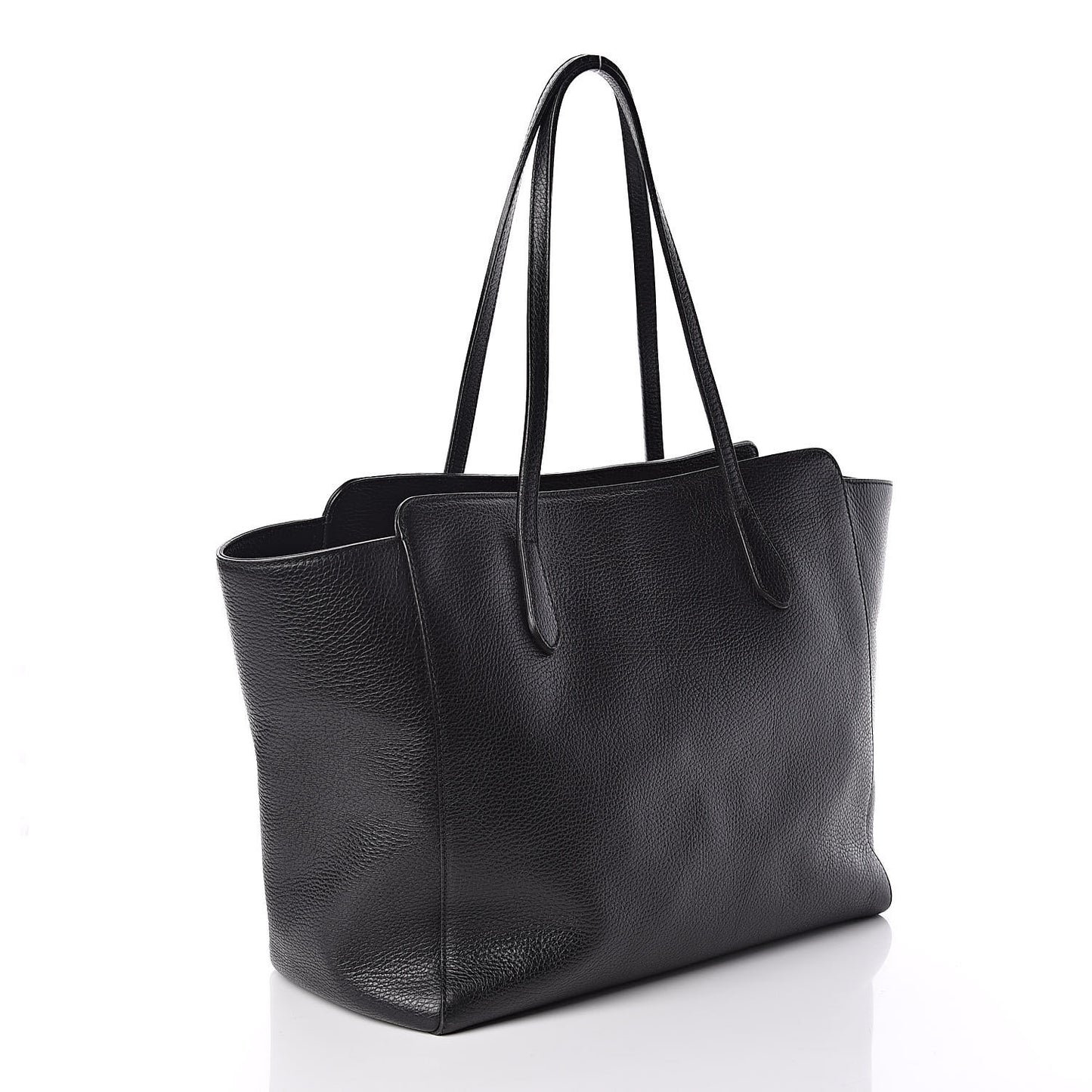 Pebbled Calfskin Medium Swing Tote Black