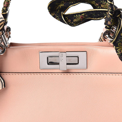 Fendi Vitello Seta Shiny Nappa Ribbon Lace Up Floral Medium Peekaboo Iconic Satchel Baby Pink Multicolor 12 of 12