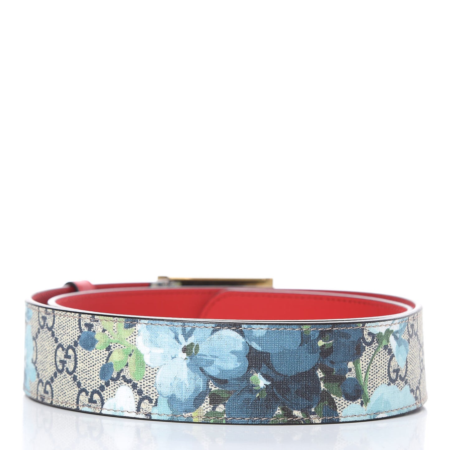 GG Plus Monogram Blooms Plaque Belt 90 36 Blue