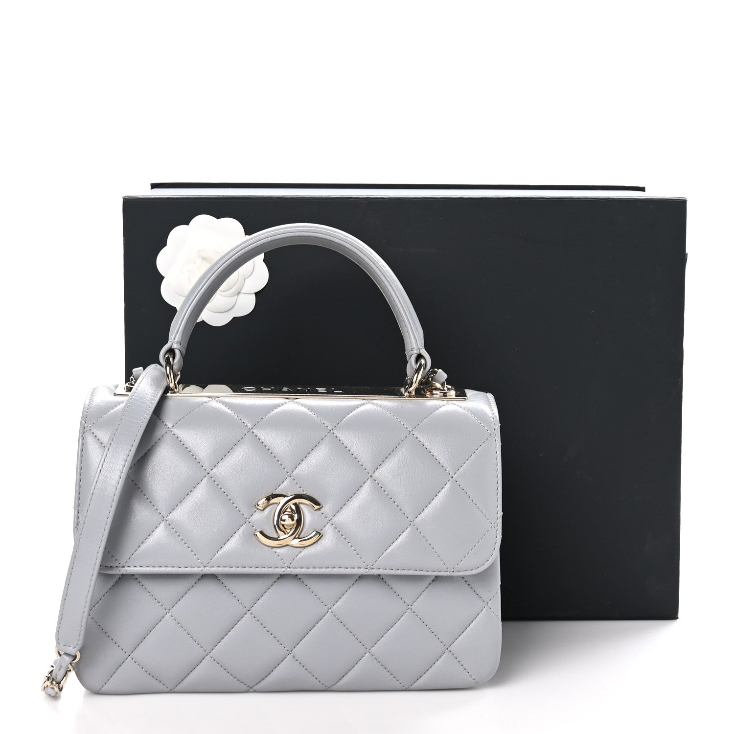 Chanel Lambskin Quilted Small Trendy CC Flap Dual Handle Bag Light Grey 12 of 12