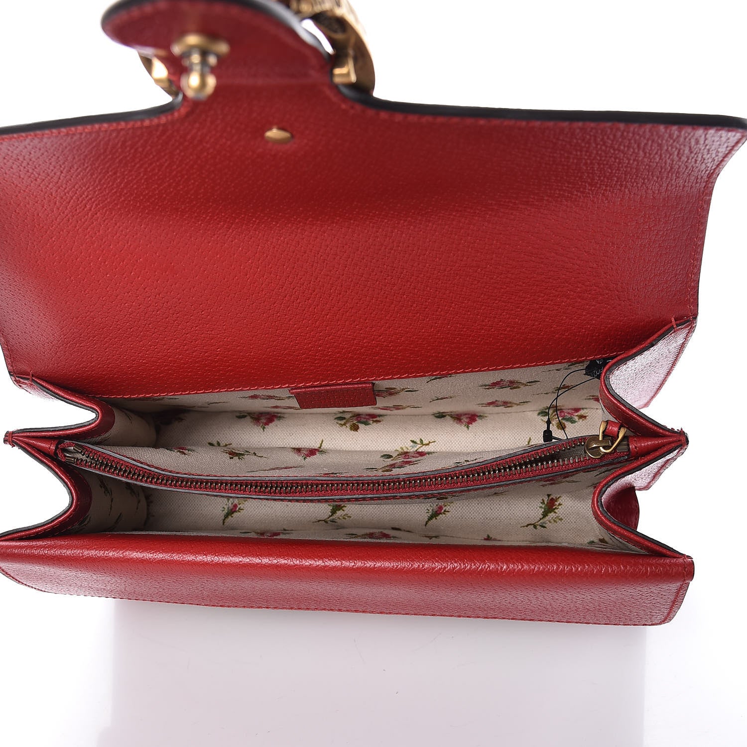 Gucci Calfskin Web Floral Embroidered Small Dionysus Shoulder Bag Hibiscus Red 5 of 9