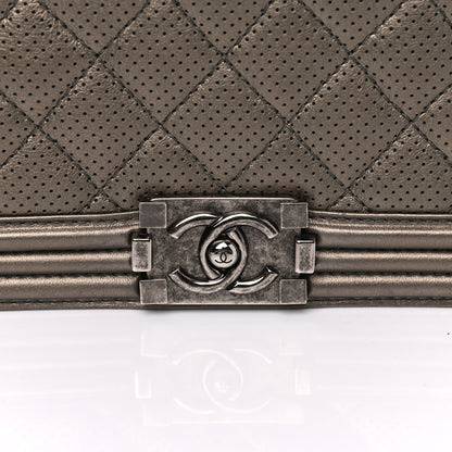 Chanel Metallic Lambskin Perforated New Medium Boy Flap Dark Silver 10 of 10