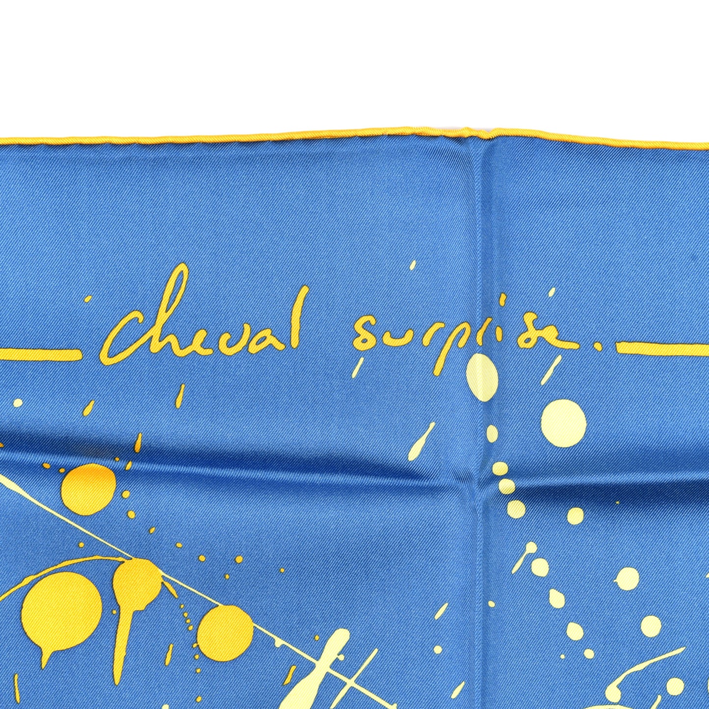 Silk Cheval Surprise Remix Scarf 90 Bleu Jaune D'Or Mauve