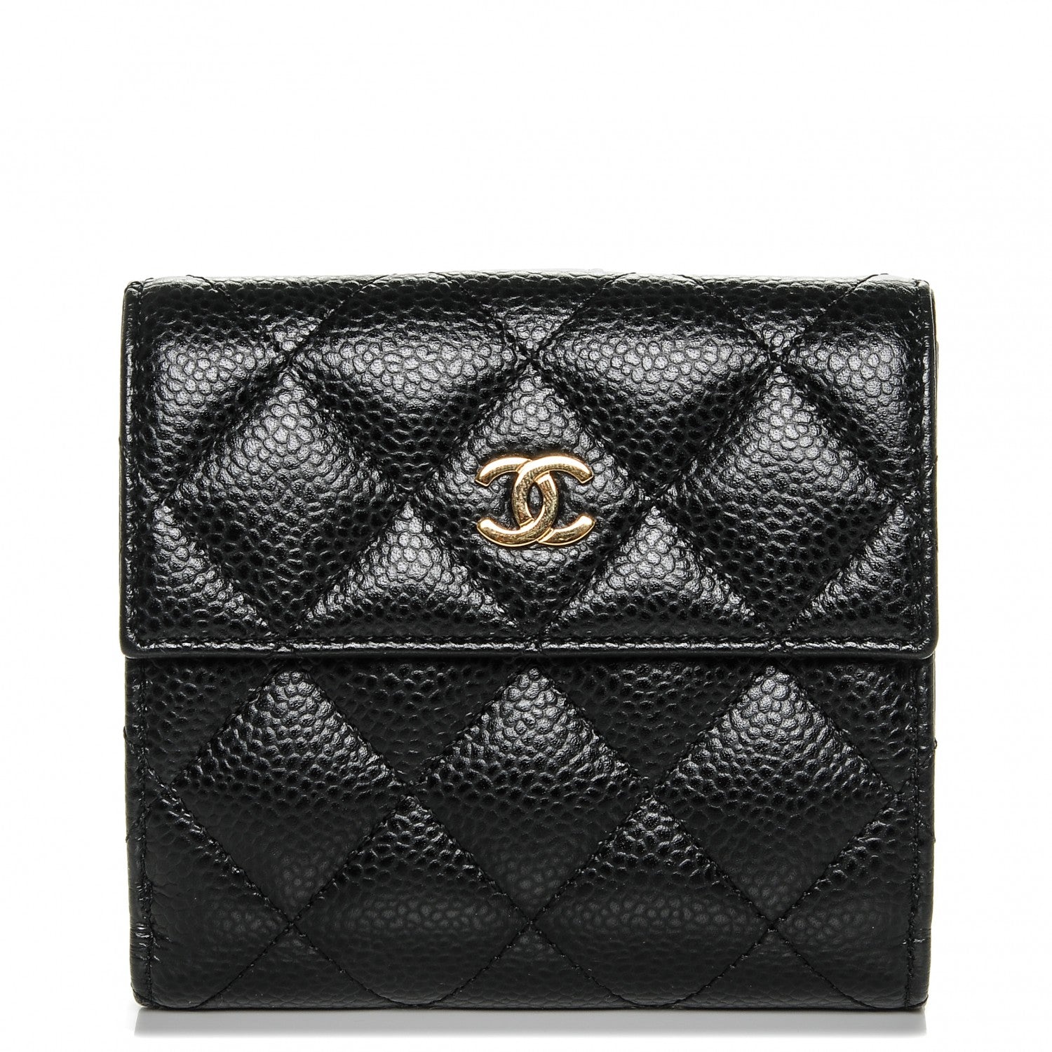 Chanel Caviar Quilted Compact French Flap Wallet Black 1 of 8