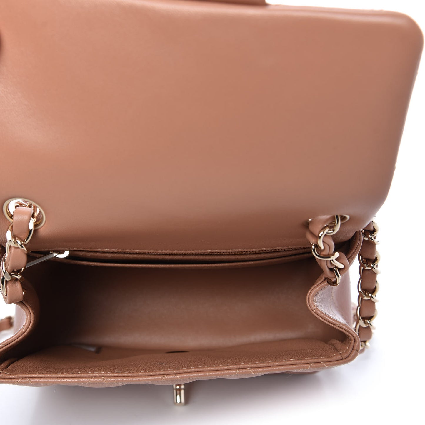 Lambskin Quilted Mini Square Flap Brown
