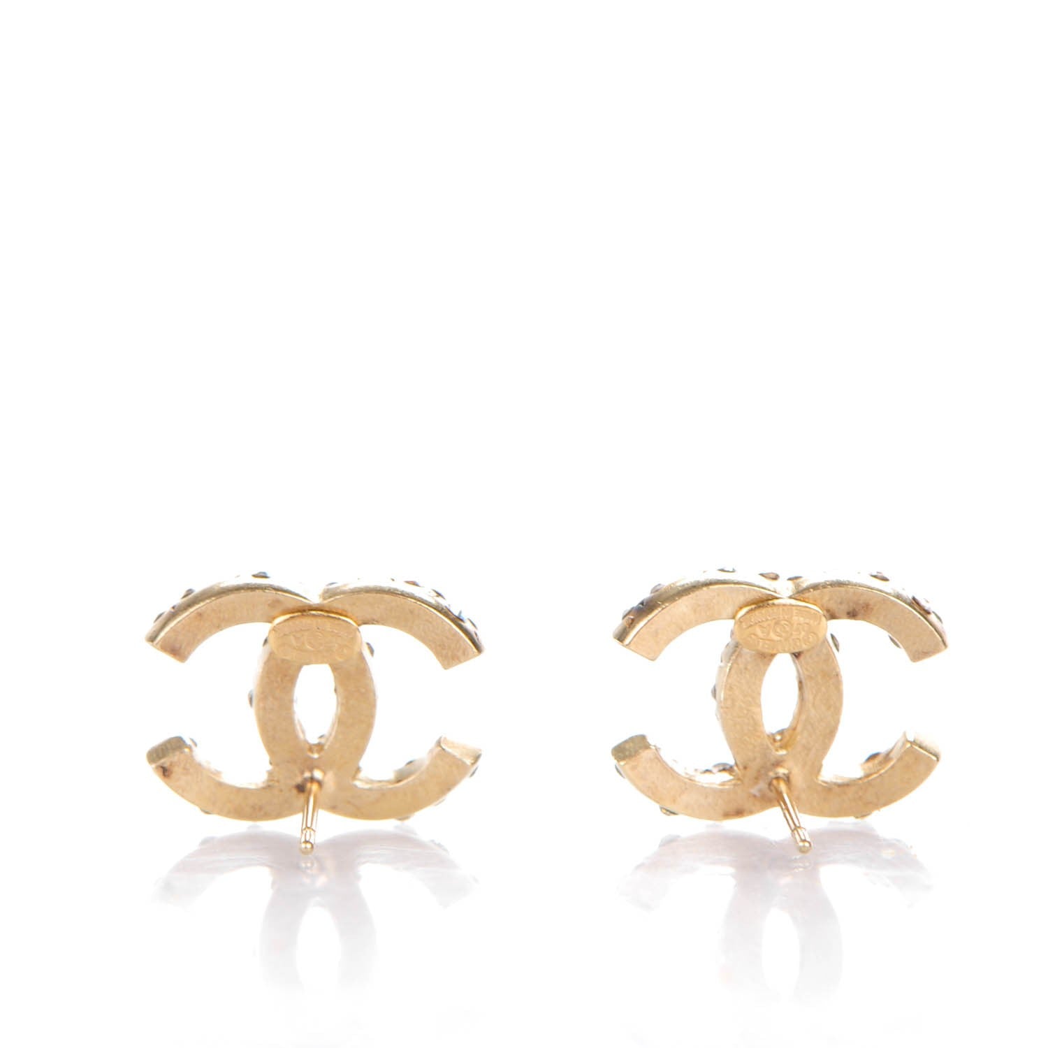 Chanel Crystal CC Earrings Gold 3 of 4