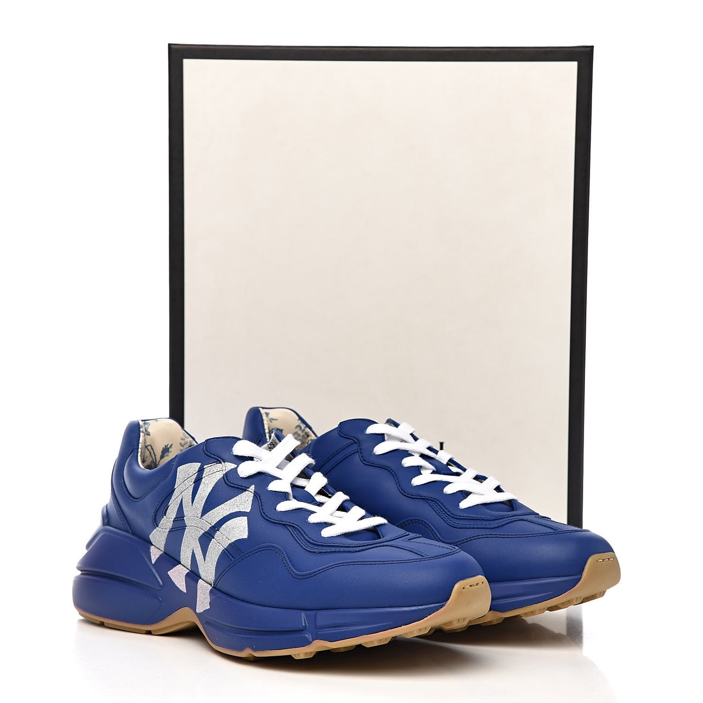 X MLB Calfskin NY Yankees Mens Rhyton Sneakers 9 Electric Blue