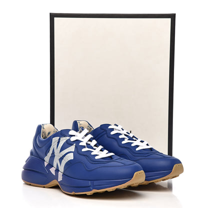 Gucci X MLB Calfskin NY Yankees Mens Rhyton Sneakers 9 Electric Blue 13 of 13