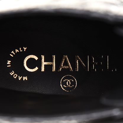 Chanel Shiny Goatskin Calfskin Quilted Lace Up Combat Boots 39 Black 7 of 10