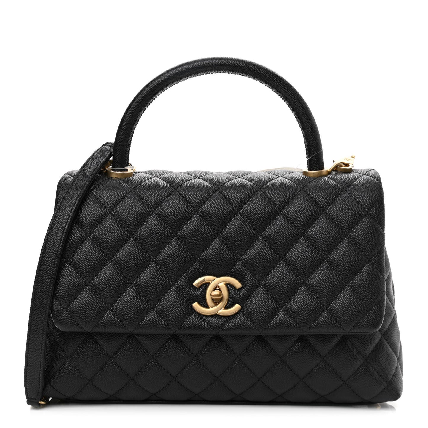 Caviar Quilted Small Coco Handle Flap Black
