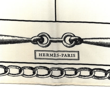 Hermes Cashmere Silk L'Effet Kaleidoscope Shawl 140 White Black 3 of 5