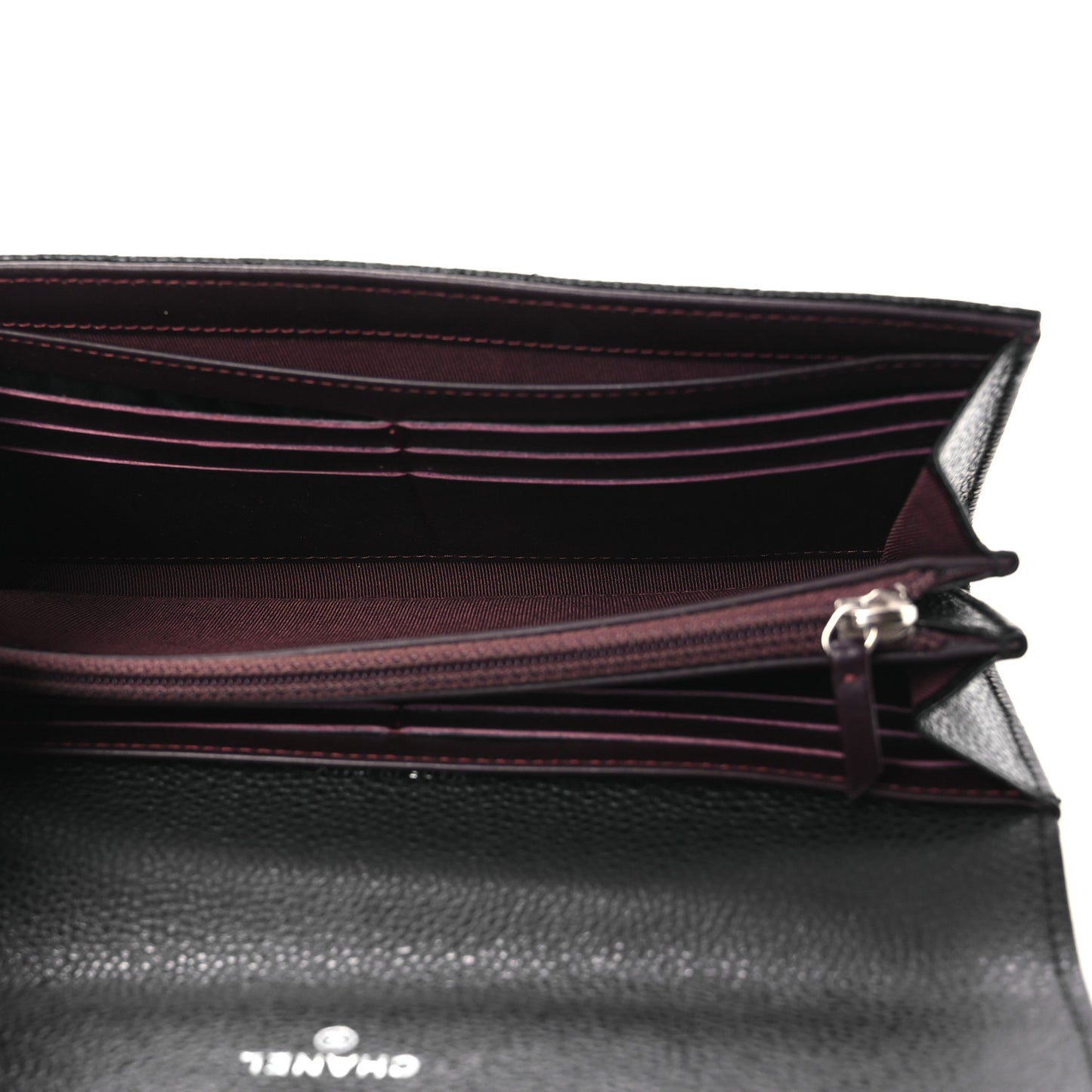 Caviar Quilted Large Gusset Flap Wallet Black