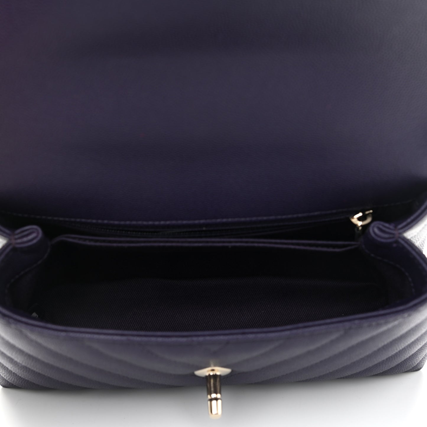 Caviar Lizard Embossed Chevron Quilted Mini Coco Handle Flap Purple