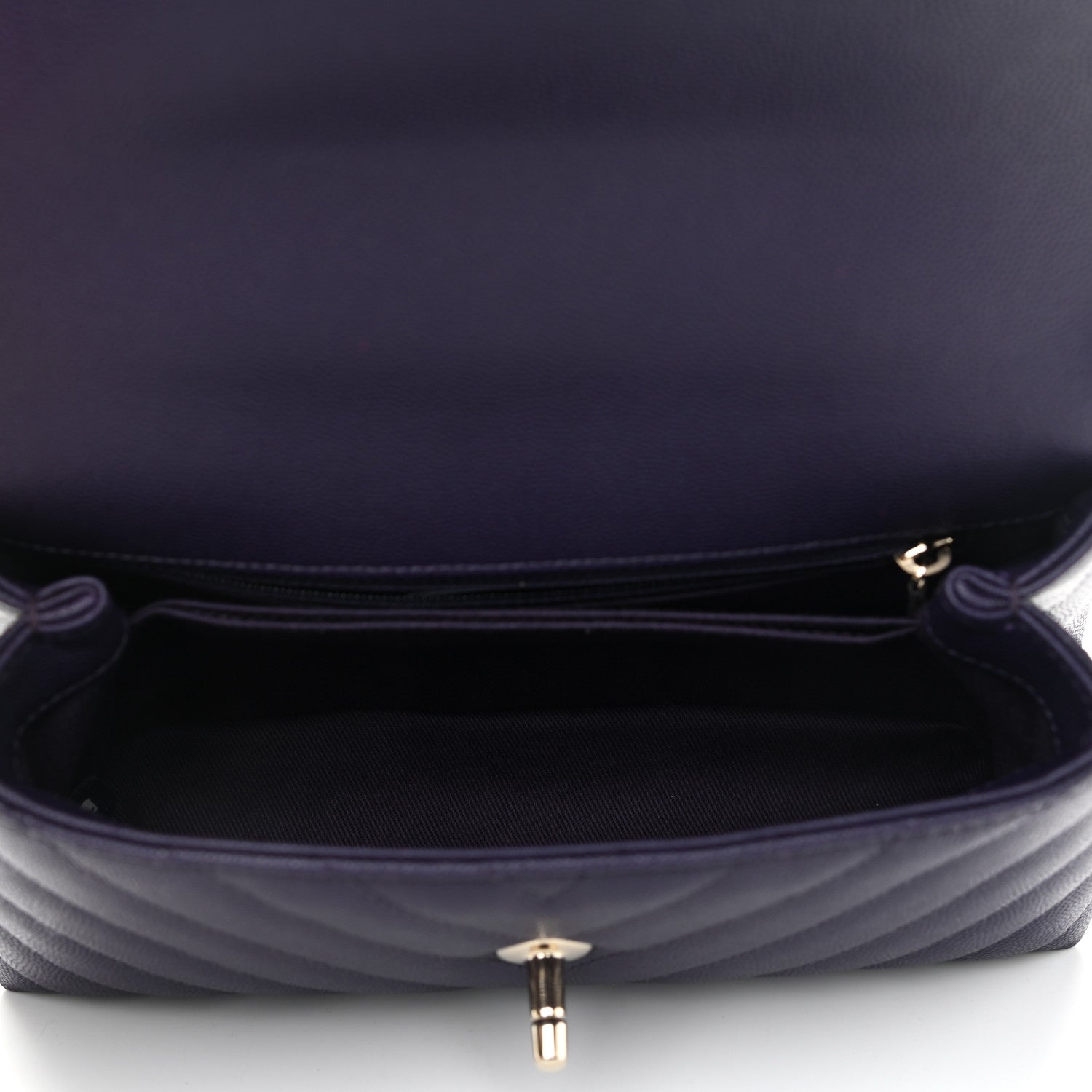 Chanel Caviar Lizard Embossed Chevron Quilted Mini Coco Handle Flap Purple 7 of 11