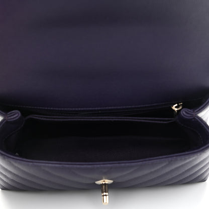 Chanel Caviar Lizard Embossed Chevron Quilted Mini Coco Handle Flap Purple 7 of 11