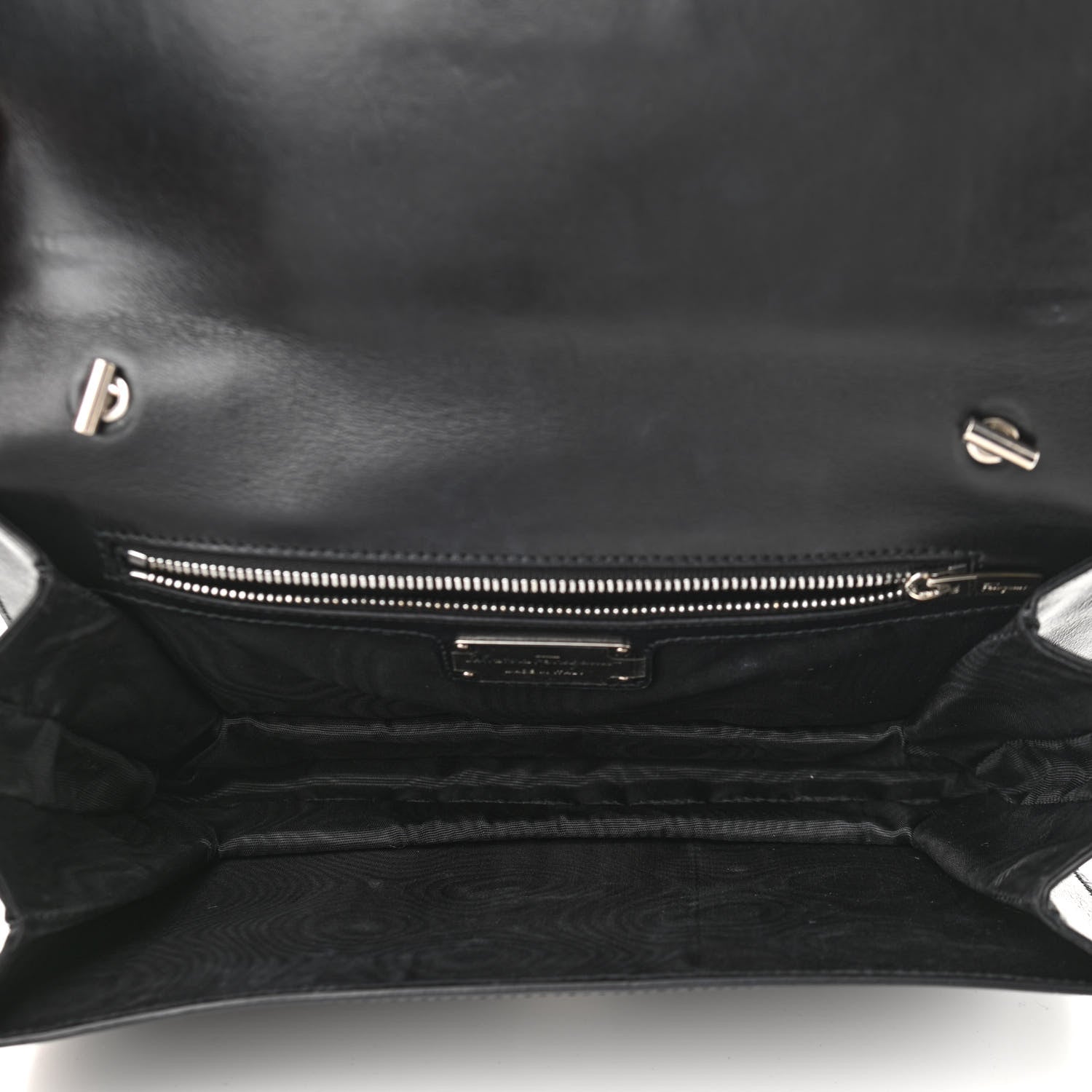Salvatore Ferragamo Perforated Calfskin Patent Ginny Bow Crossbody Bag Black 5 of 15
