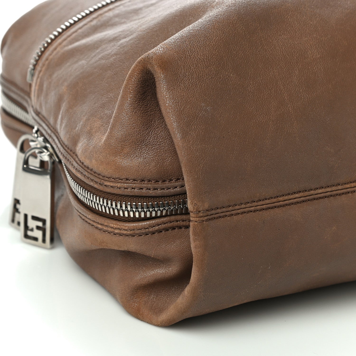 Fendi Sheepskin Zipper Satchel Beige 5 of 16