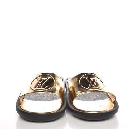 Louis Vuitton Calfskin Monogram Metallic Sunbath Slide Sandals 40 Gold 2 of 13