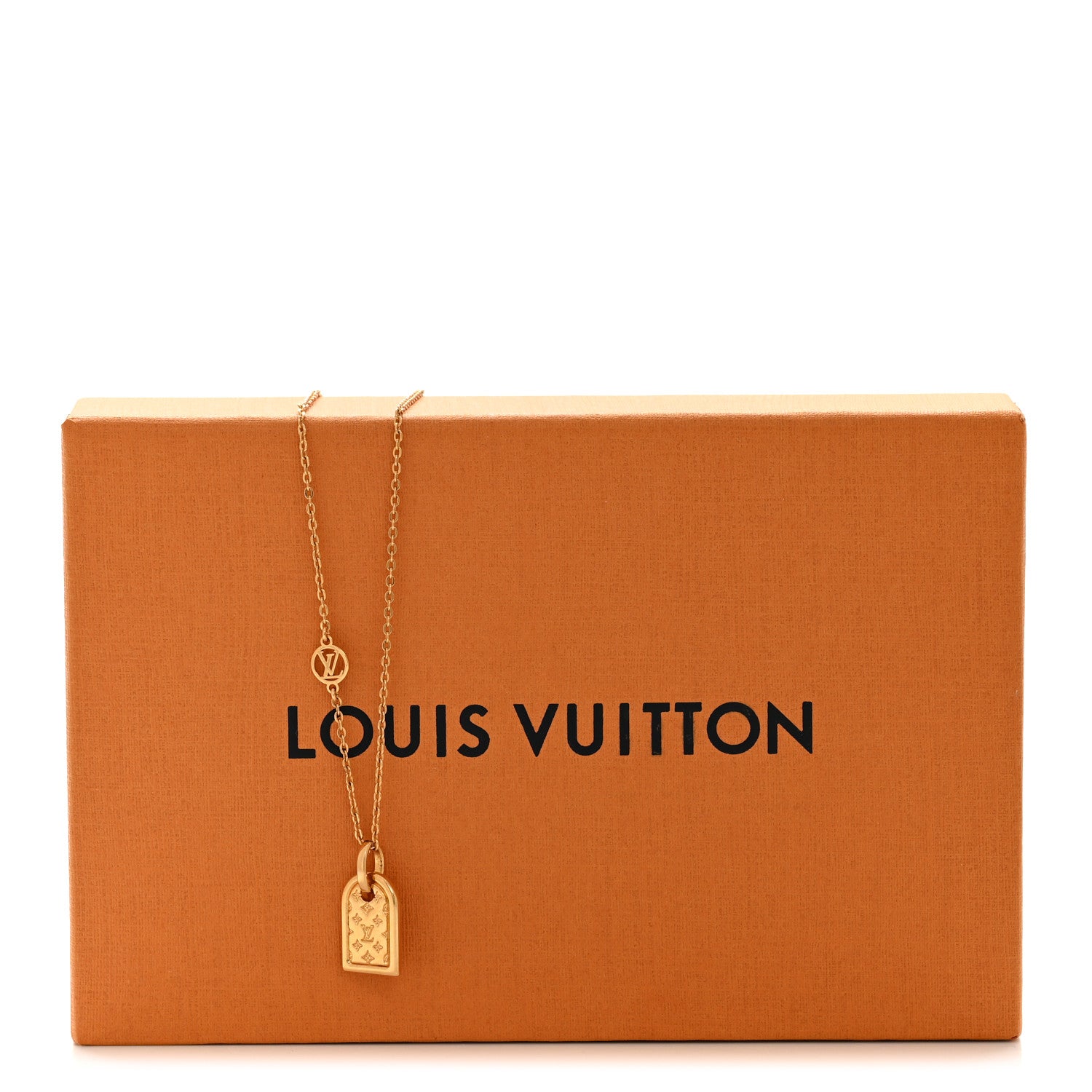 Louis Vuitton Nanogram Name Tag Necklace Gold 8 of 8