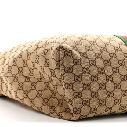 Gucci GG Monogram Web Large Giglio Tote Beige Brown 9 of 10