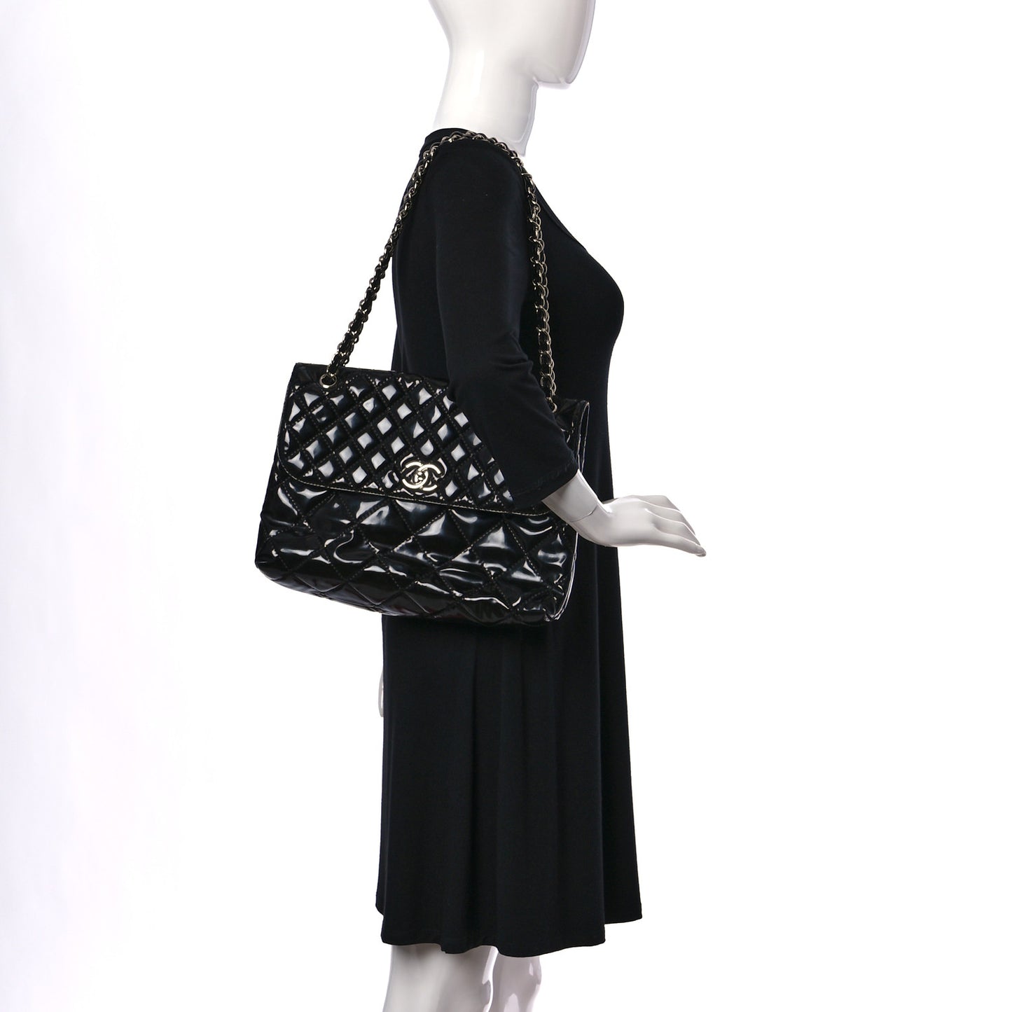 Vinyl Quilted In The Business Flap Bag Black
