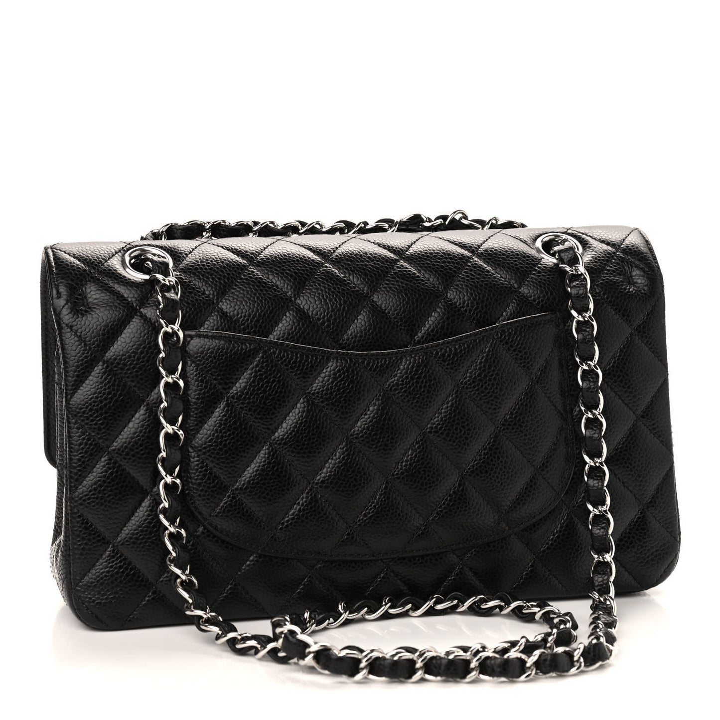 Caviar Quilted Medium Double Flap Black