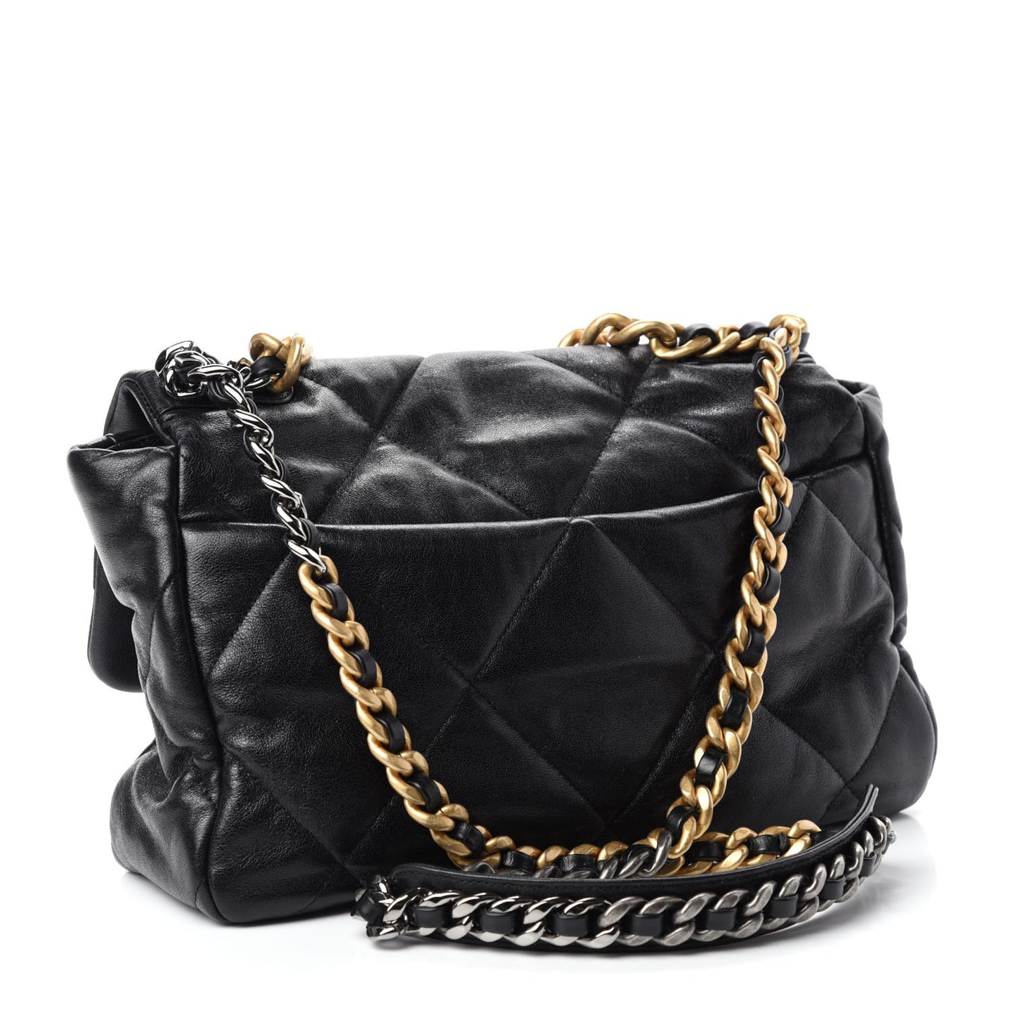 Lambskin Quilted Large Chanel 19 Flap Black