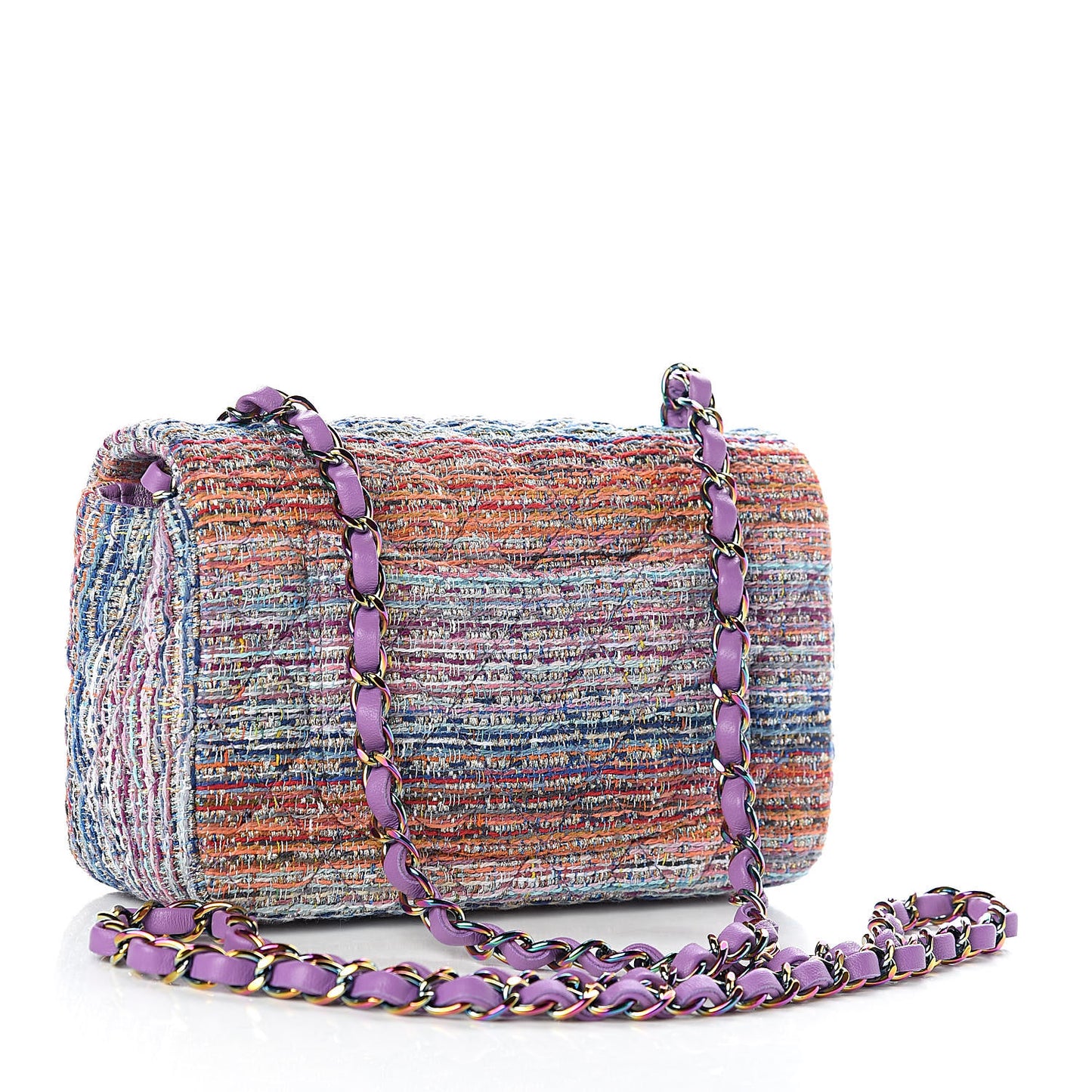 Tweed Quilted Mini Rectangular Flap Multicolor