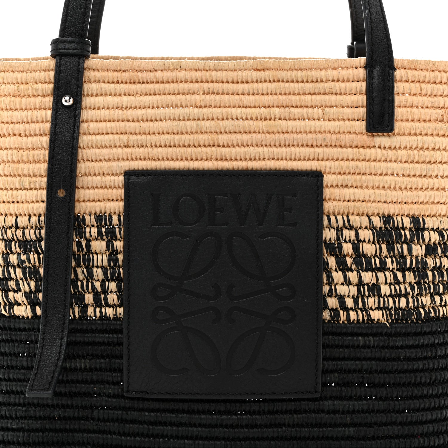 Loewe Raffia Small Square Basket Tote Bag Natural Black 8 of 12