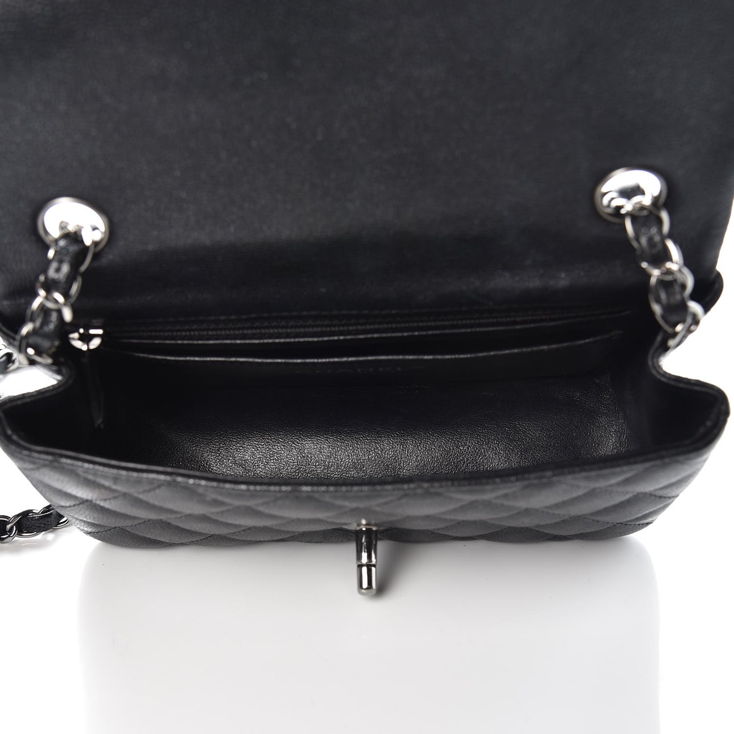Metallic Caviar Quilted Mini Rectangular Flap Black