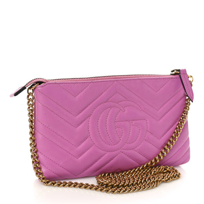 Gucci Calfskin Matelasse Mini GG Marmont Chain Bag Candy Mousse 2 of 11