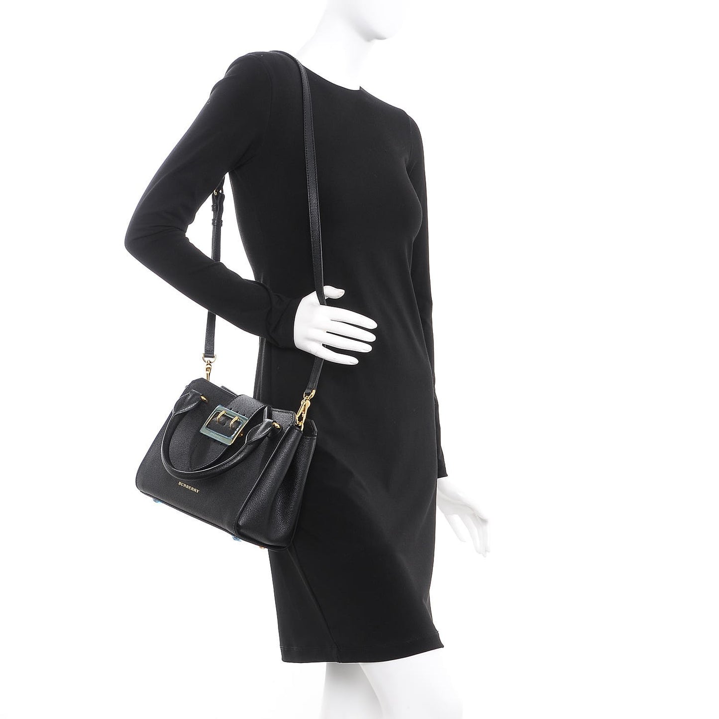 Soft Grain Calfskin Small Buckle Tote Black
