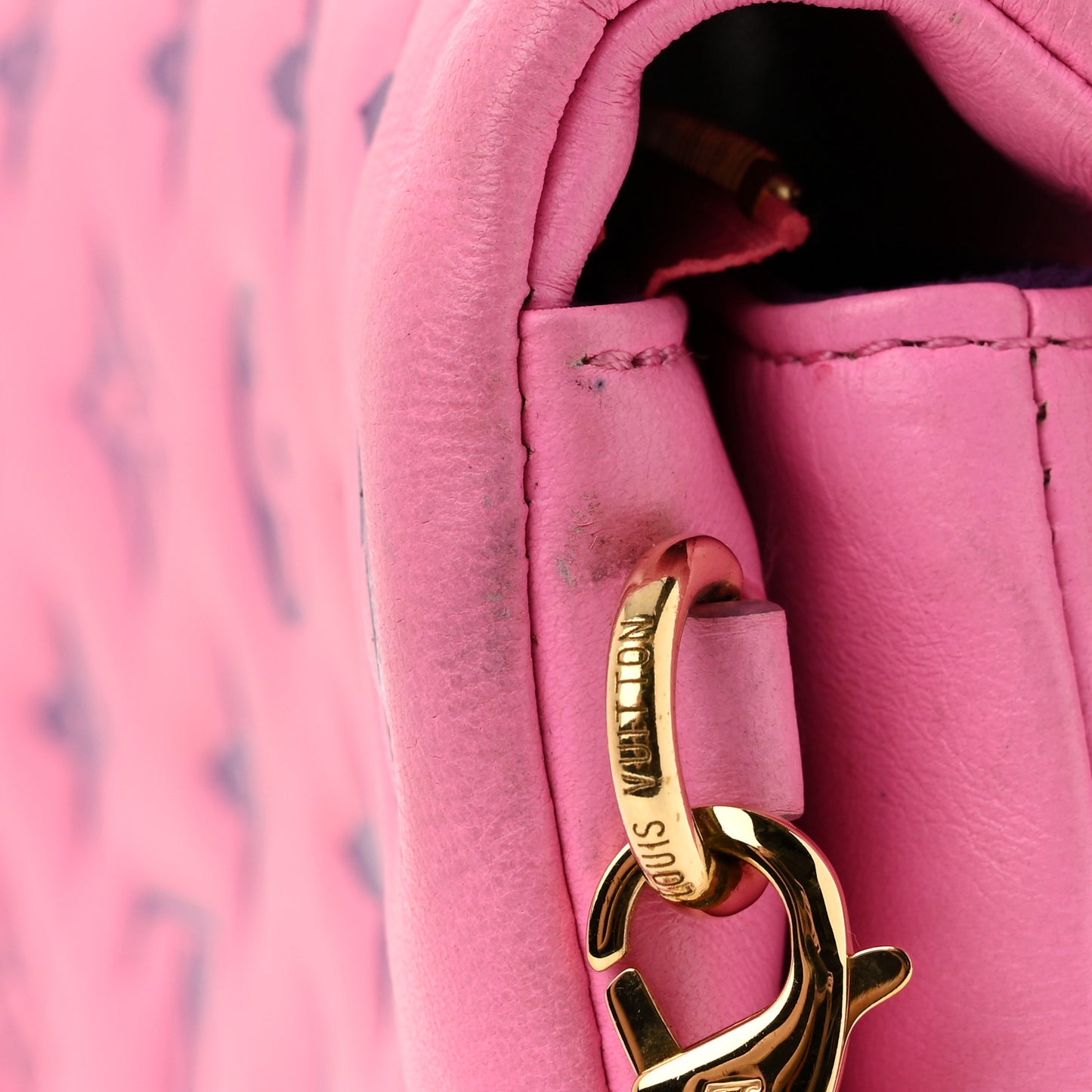 Lambskin Embossed Monogram Vuittamins Pochette Coussin Rose Violet