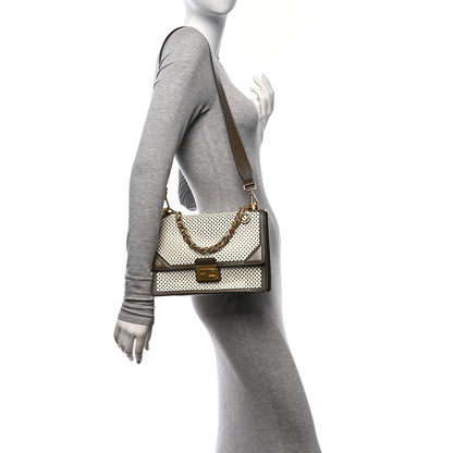 Fendi Vitello Liberty Glossy Lambskin F is Fendi Perforated Kan U Shoulder Bag White Ice Rust Maya 2 of 9
