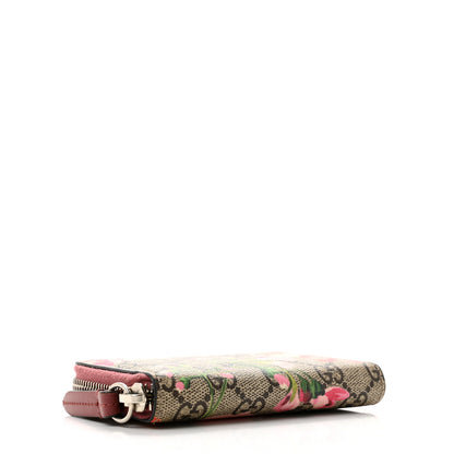 Gucci GG Supreme Monogram Blooms Zip Around Card Case Wallet Beige Multicolor Dry Rose 4 of 7