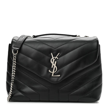 Saint Laurent Calfskin Y Quilted Monogram Small Loulou Chain Satchel Black 1 of 8