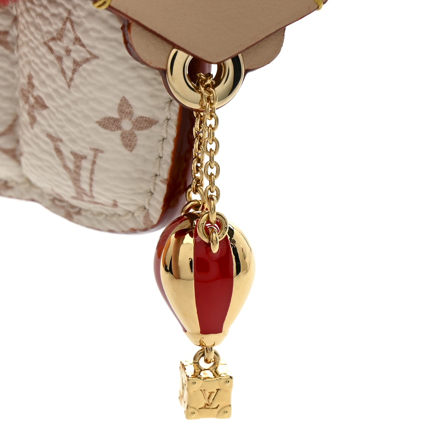 LOUIS VUITTON ファー キーホルダー レッド Louis Vuitton Monogram Mink Fur Vivienne Fashionista Bag Charm Key