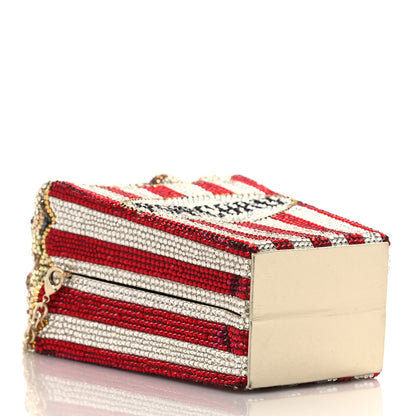 Judith Leiber Crystal Matinee Popcorn Clutch Red White 3 of 10