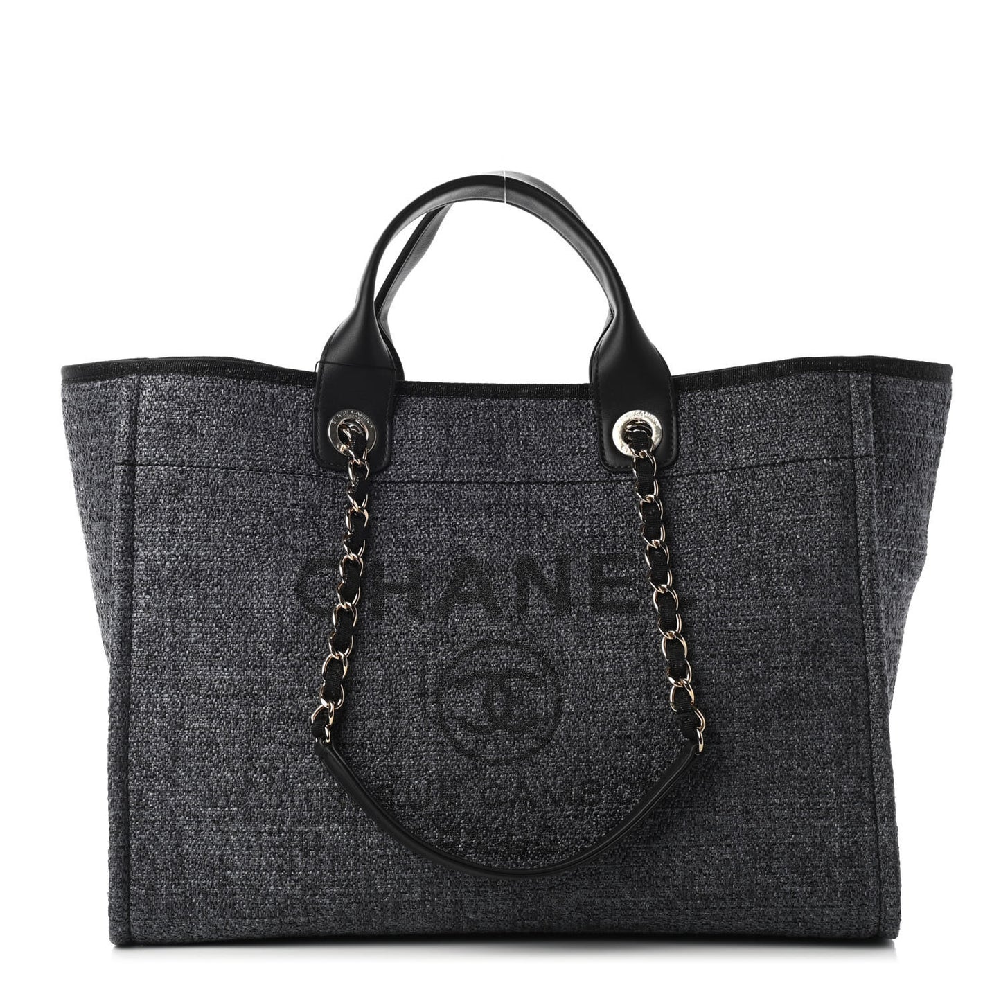 Lurex Boucle Medium Deauville Tote Black