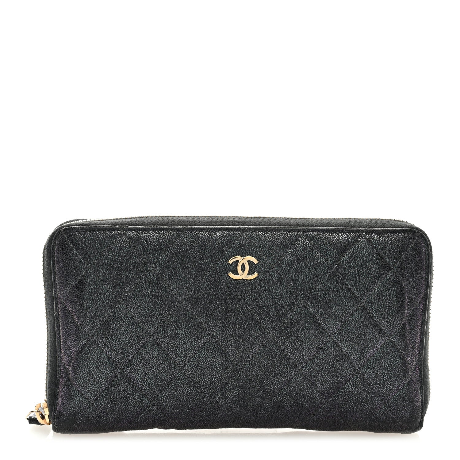 Chanel Iridescent Caviar Quilted Large Zip Around Organizer Wallet Black 1 of 7