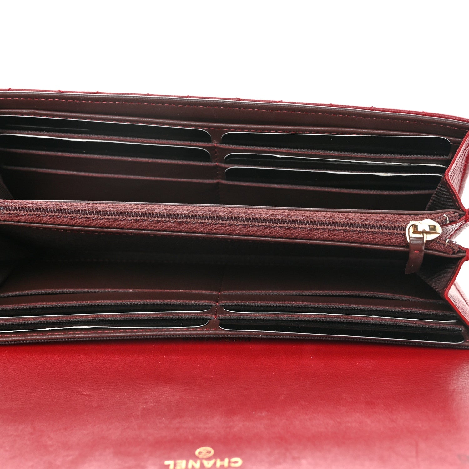 Chanel Lambskin Quilted Trendy CC Large Gusset Flap Wallet Dark Red 5 of 14