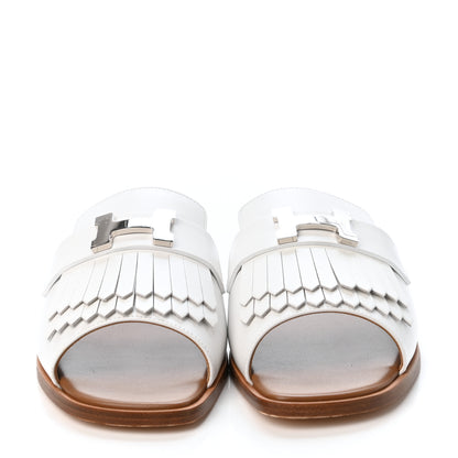Hermes Calfskin Auteuil Sandals 39.5 White 2 of 4