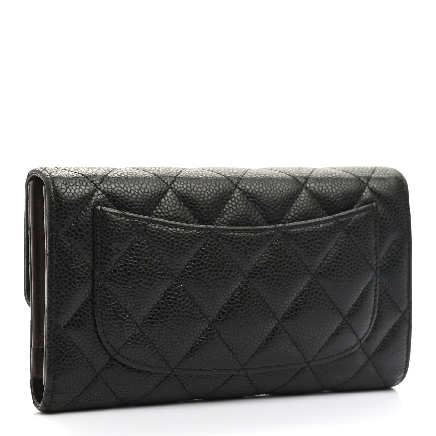 Caviar Quilted Large Flap Wallet Black