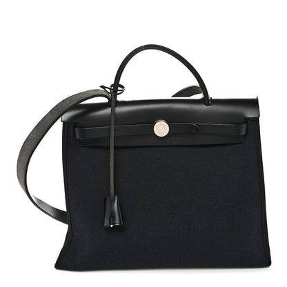 Hermes Military Toile Vache Hunter Herbag Zip PM 31 Black 1 of 12