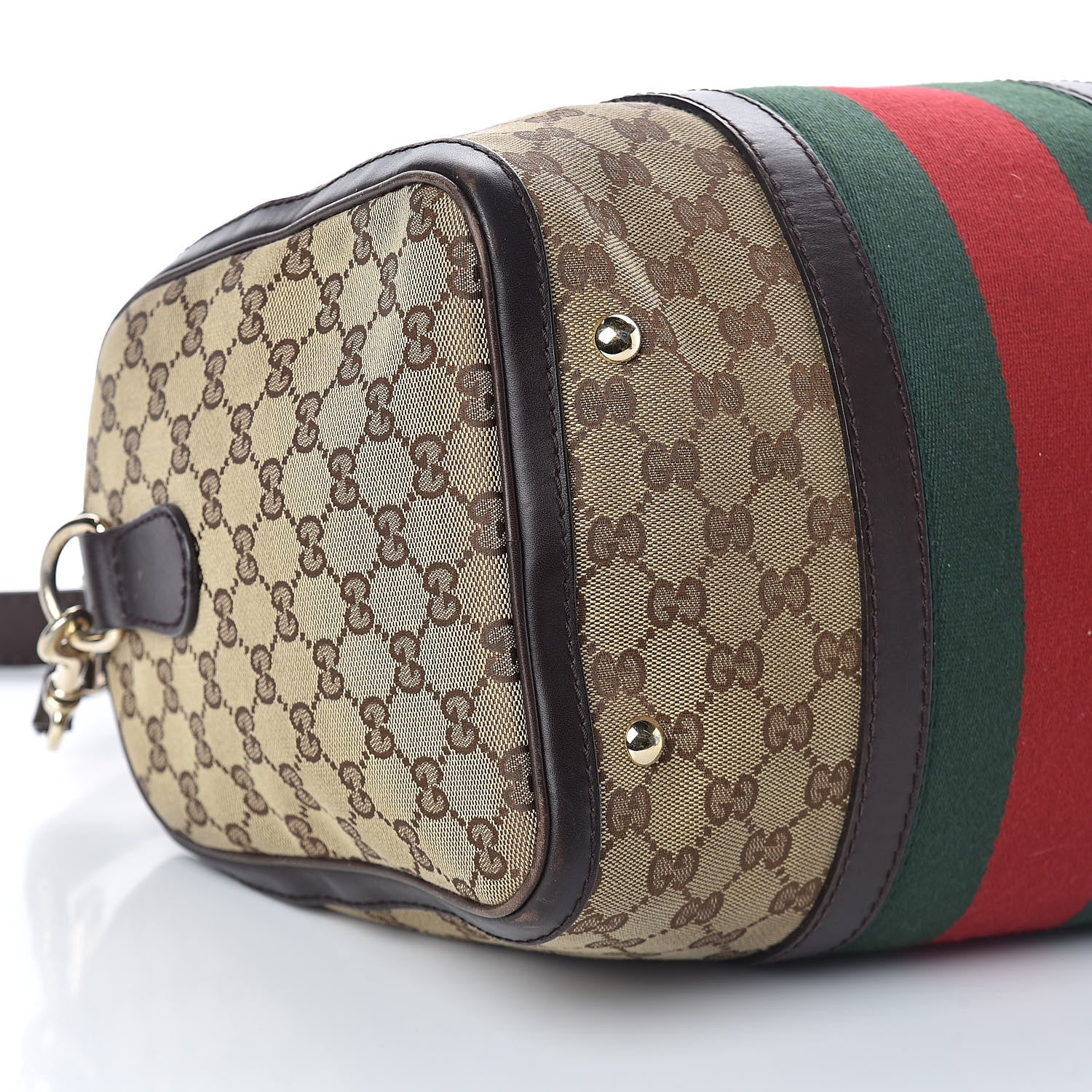 Gucci Monogram Vintage Web Medium Boston Dark Brown 10 of 11