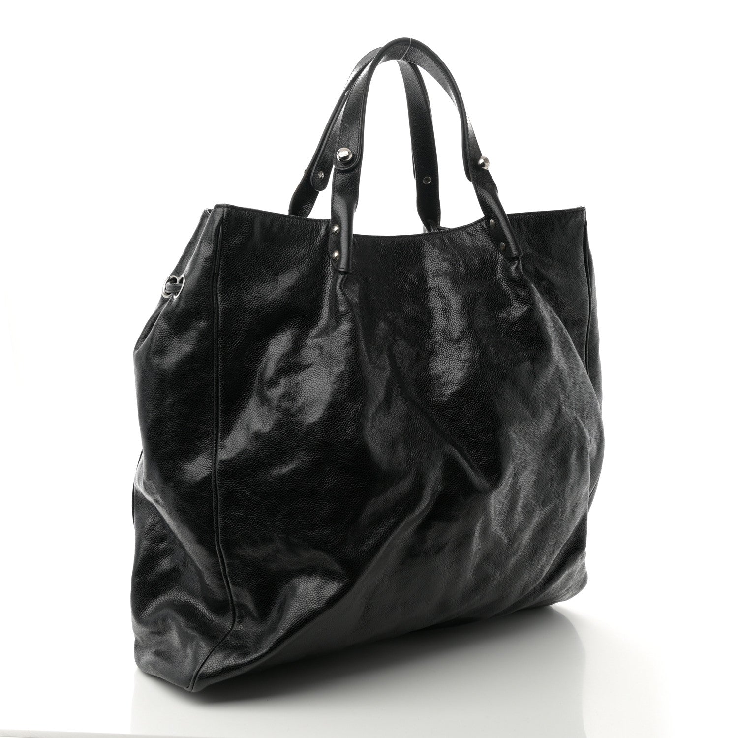 Chanel Glazed Caviar Large Pocket In The City Tote Black 3 of 11